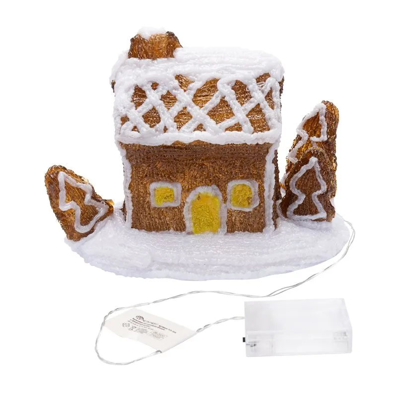 Акриловая светодиодная фигура Пряничный домик 26х15,5х20 см, 30 светодиодов, батарейки 3хАА (не вход - Фото 4