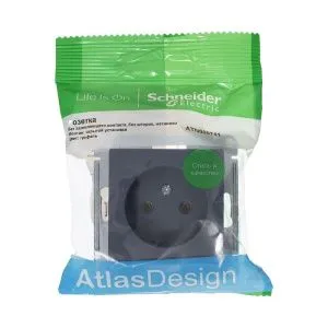 Розетка 1-м СП AtlasDesign 16А IP20 без заземл. без защ. шторок механизм грифель SE ATN000741 1240411