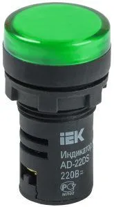 Лампа AD22DS(LED)матрица d=22мм зеленый 230В IEK BLS10-ADDS-230-K06