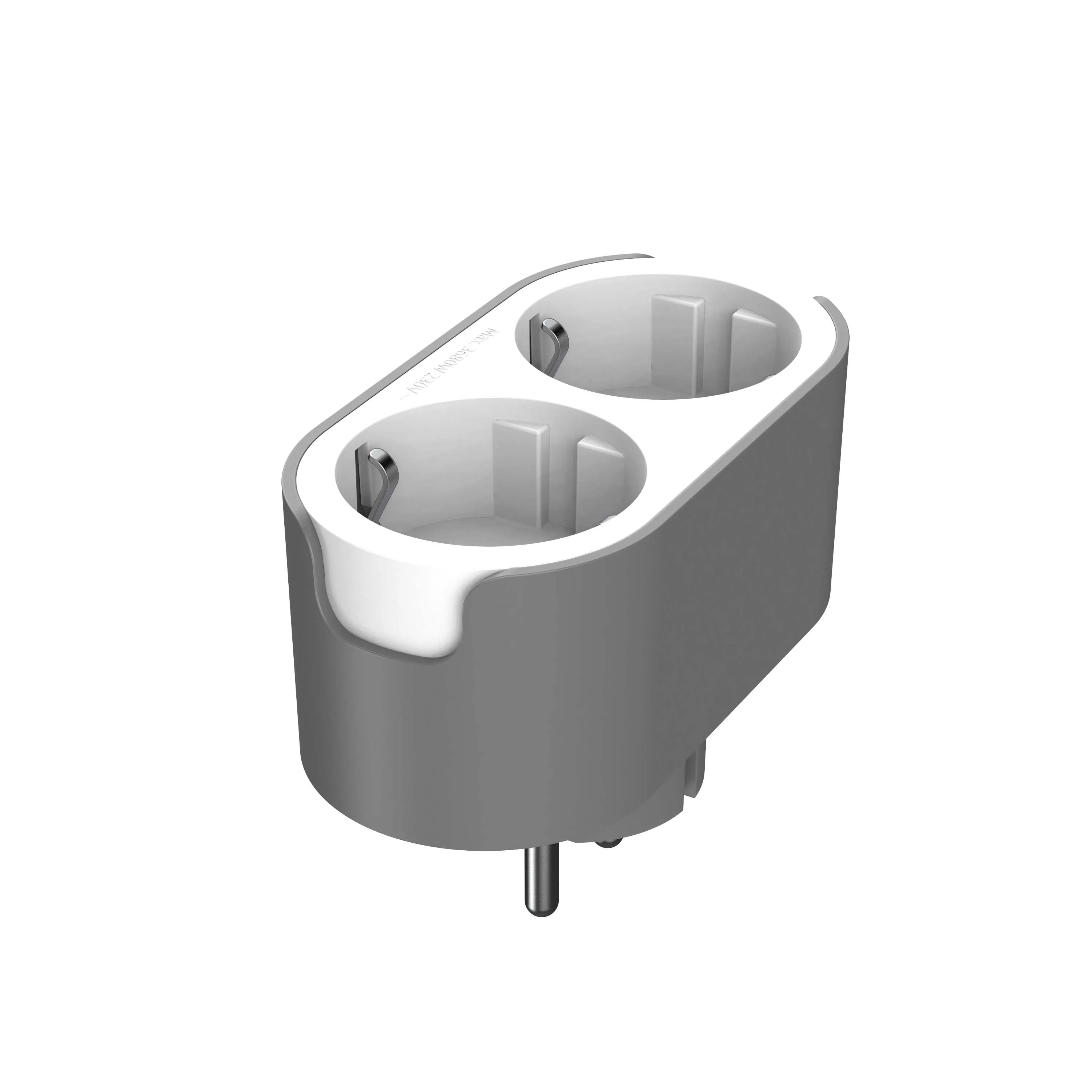 Сетевой разветвитель 2 гнезда с/з, с защитными шторками, 16A, 230V, бело-серый DEKRON - Фото 4