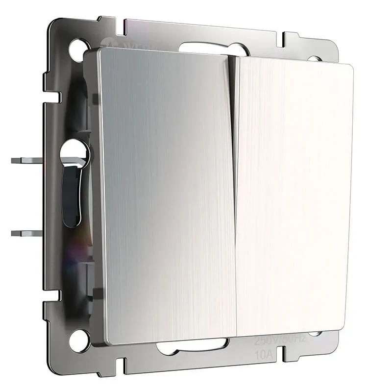 Выключатель двухклавишный (глянцевый никель) Werkel