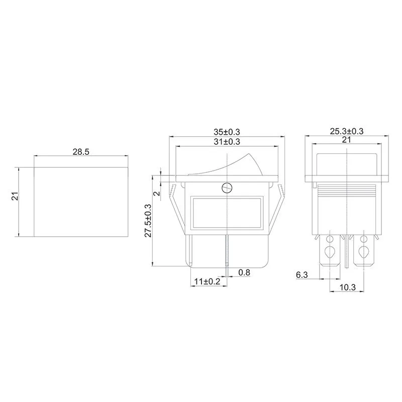 Выключатель клавишный 250V 16А (4с) ON-OFF синий  с подсветкой (RWB-502, SC-767, IRS-201-1)  REXANT Индивидуальная упаковка 1 шт - Фото 2