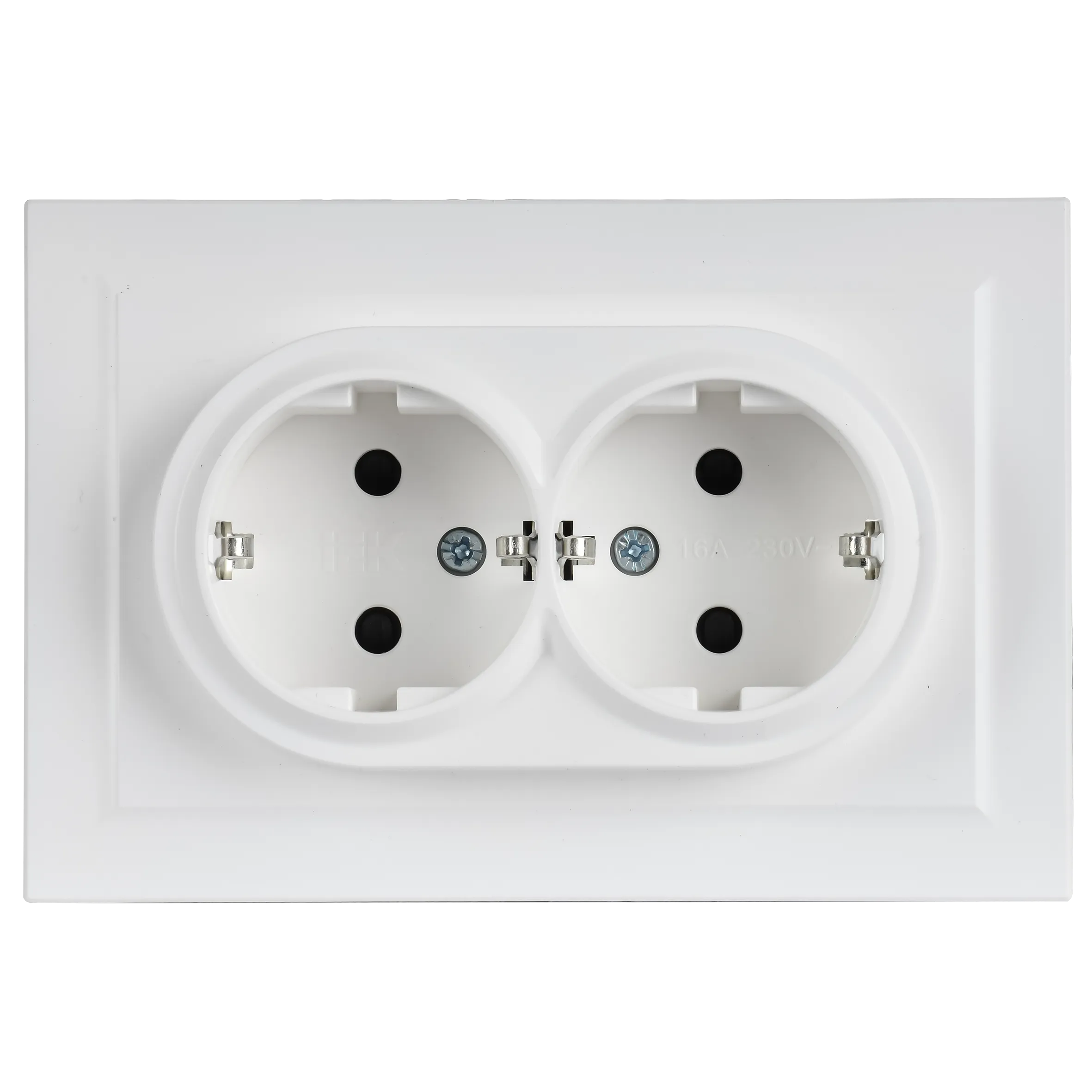 BRITE Розетка 2-местная с заземлением с защитными шторками 16А в сборе РСш12-3-БрАБ арктический белый IEK - Фото 4