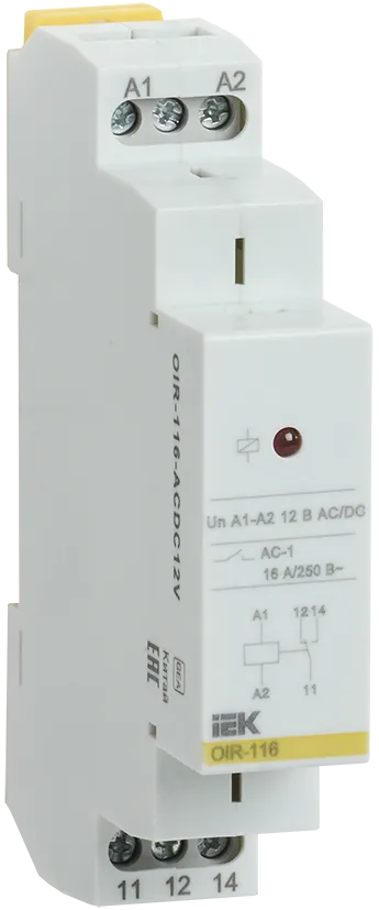 Реле промежуточное модульное OIR 1 контакт 16А 12В AC/DC IEK