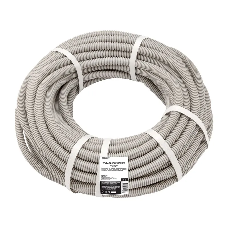 Труба гофрированная из ПВХ, с зондом, Ø16мм (бухта 25 м/уп) REXANT - Фото 2