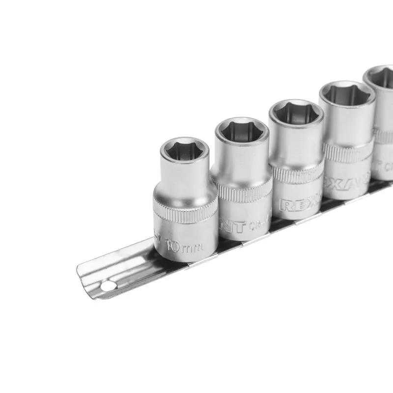 Набор торцевых головок 1/2, шестигранные, CrV, 10 шт., 10-22мм REXANT - Фото 3