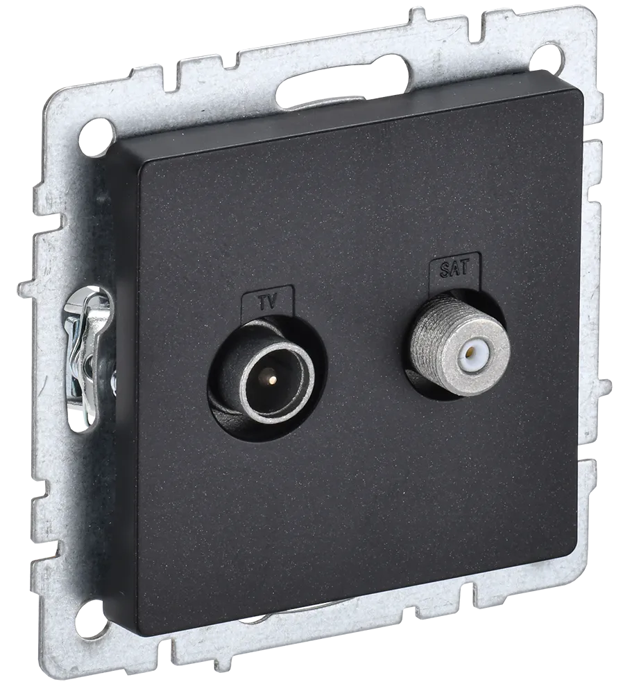 BRITE Розетка двойная TV+SAT РТВ/РСп12-БрЧ черный IEK BR-AF20-O-K02