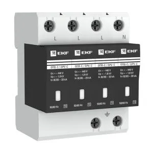 Ограничитель импульсных напряжений ОПВ-C/4P In 20кА 440В с сигн. EKF opv-c4