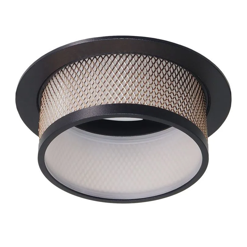 Встраиваемый светильник WOLTA WDL-GX53/12BG Rete под лампу GX53 IP20 Чёрный матовый/золото D110*60mm WDL-GX53/12BG