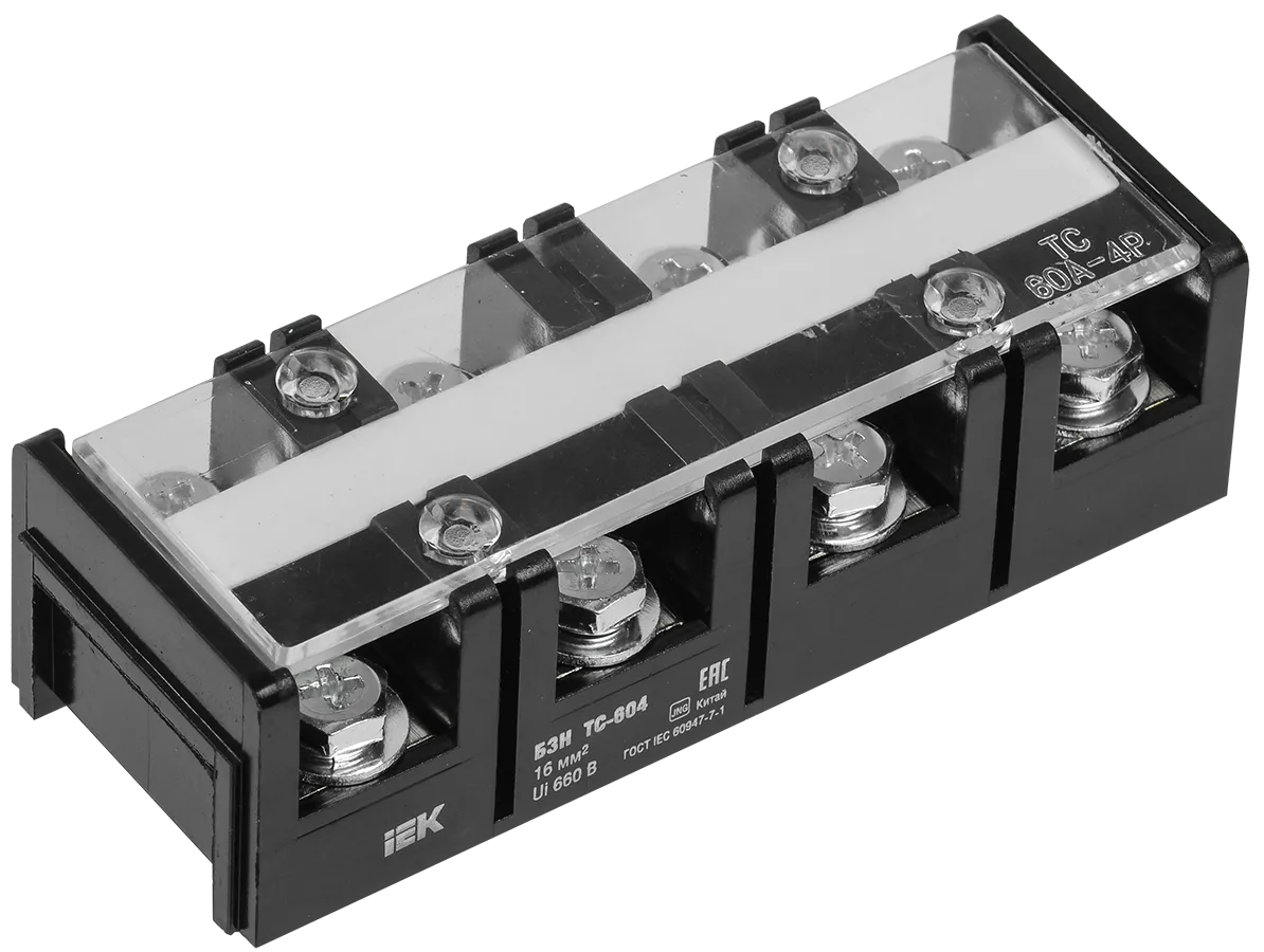 Блок зажимов наборный БЗН ТС-604 16мм2 60A 4 пары IEK