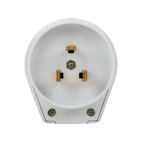 Вилка для разъема РШ-ВШ 32А 250В 2P+PE пластиковая бел. EKF