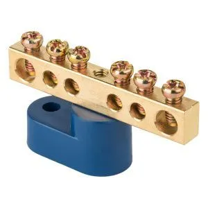 Шина "0" N (6x9мм) 6 отв. латунь синий угловой изолятор EKF 