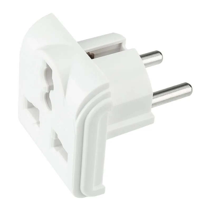 Адаптер сетевой (переходник) с универсальной на Евро вилку F/C2 «Квадрат» 10А б/з белый PROconnect (пакет БОПП 1 шт/уп.) - Фото 3