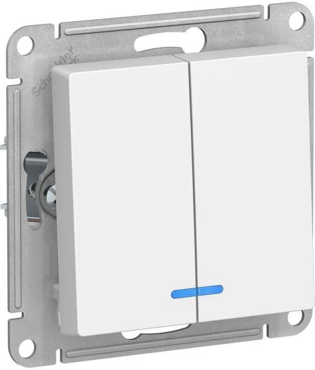 Выключатель 2-кл. СП AtlasDesign 10А IP20 (сх. 5а) 10AX с подсветкой механизм бел. SE ATN000153