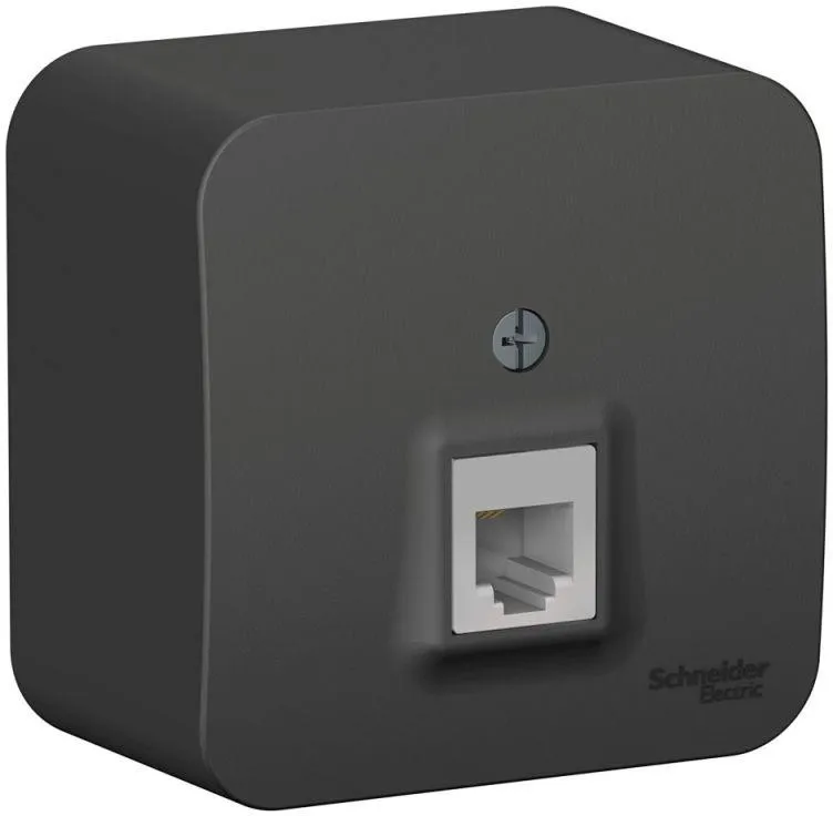 Розетка телефонная 1-м ОП Blanca RJ11 с изолир. пластиной антрацит SE BLNIA011006