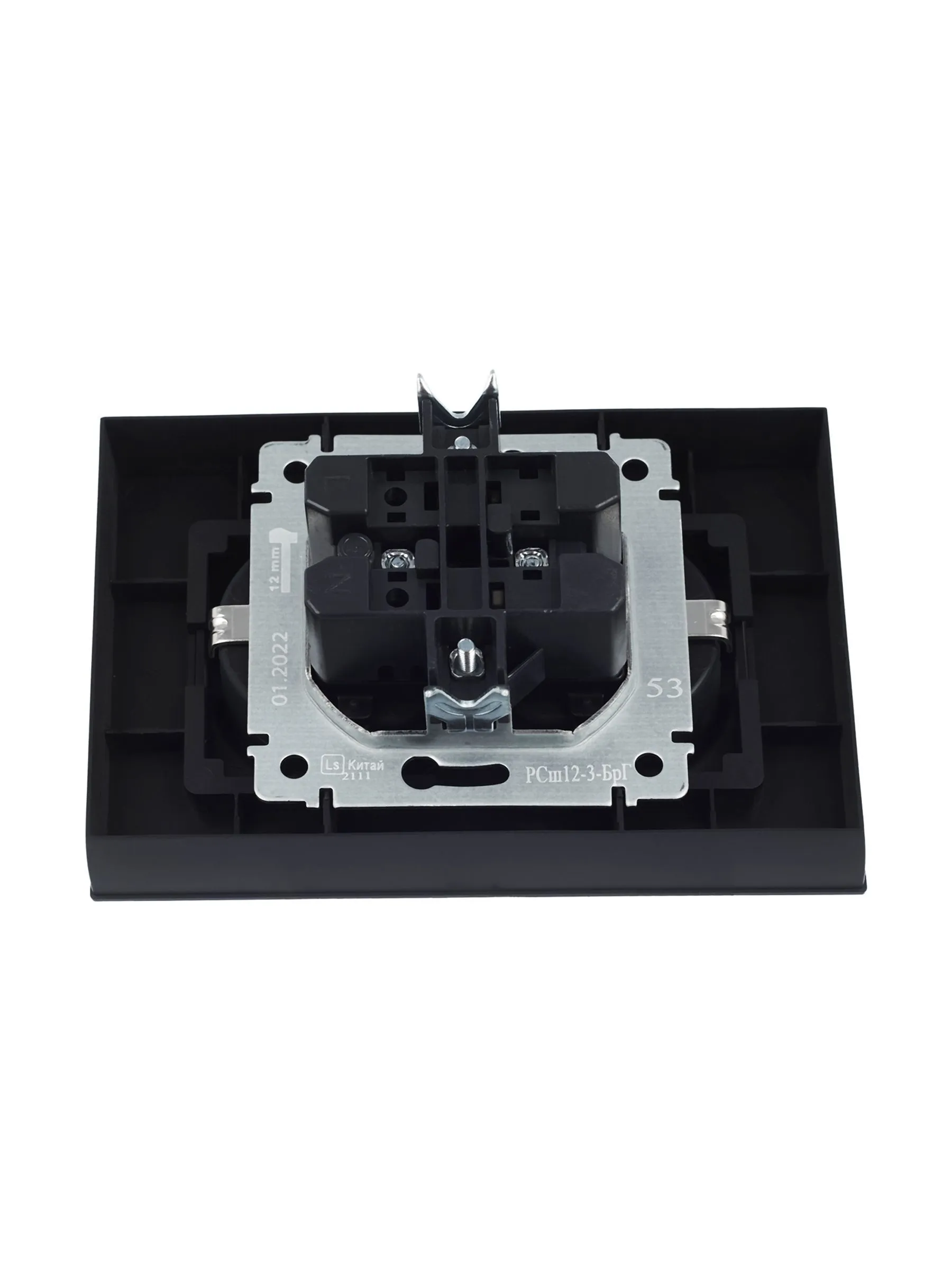 BRITE Розетка 2-местная с заземлением с защитными шторками 16А в сборе РСш12-3-БрГ графит IEK - Фото 8