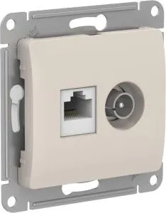 Розетка компьютерная + телевизионная 2-м Glossa RJ45 кат.5E + TV механизм молочн. SE GSL000989 1402922