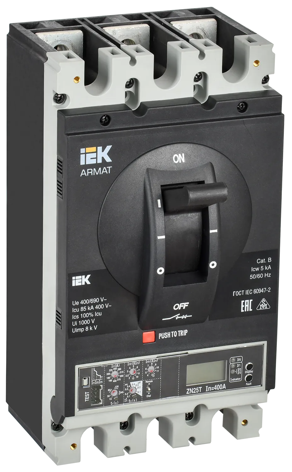 ARMAT Автоматический выключатель в литом корпусе 3P типоразмер I 85кА 630А расцепитель электронный продвинутый IEK AR-MCCB-3I-085-0630A-ELPC