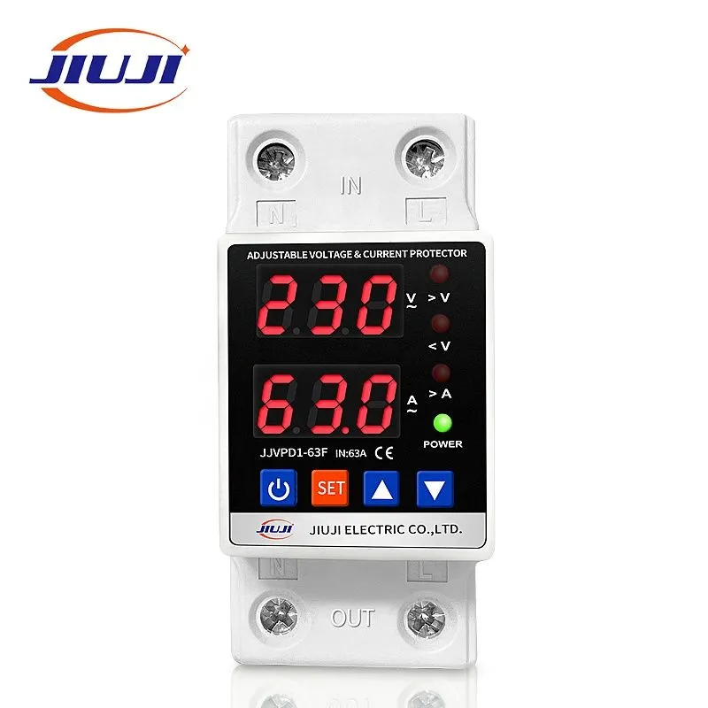 Однофазное реле напряжения и тока с дисплеем 63A JJVPD1-63F