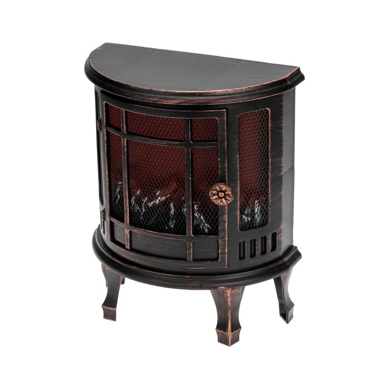 Светодиодный камин Винтаж мини с эффектом живого огня 24.8х12.7х30 см, батарейки 3хС (не в комплекте), с USB, бронзовый