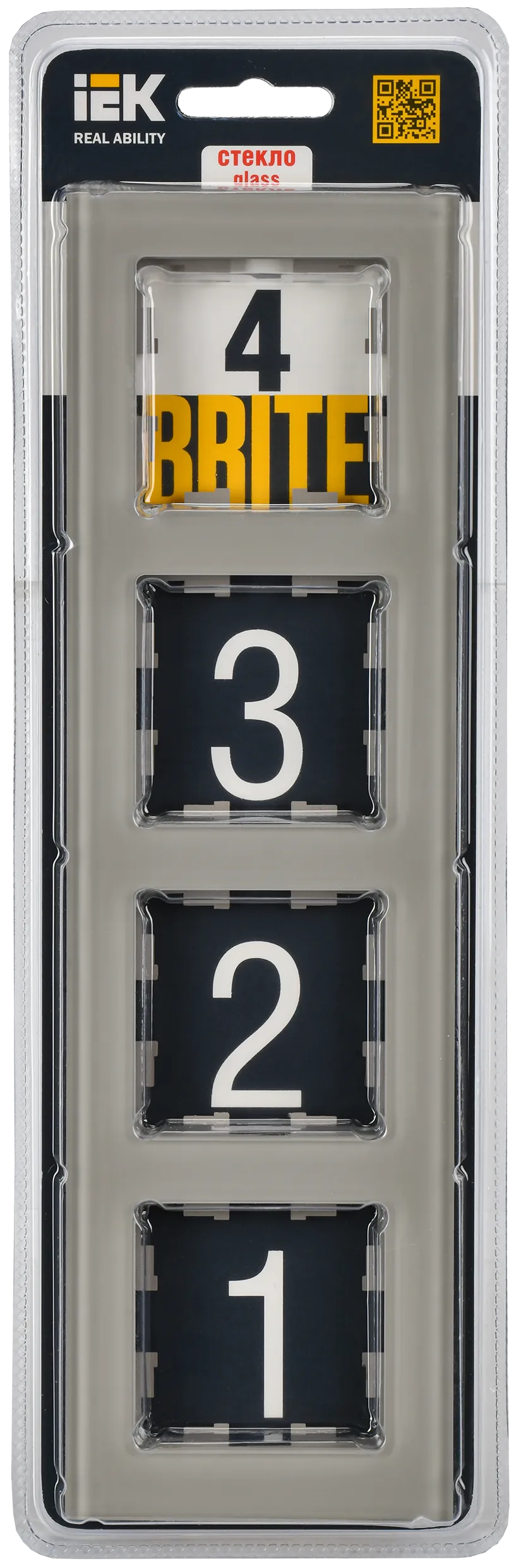 BRITE Рамка 4 -местная РУ-4-2-БрД стекло дымчатый IEK - Фото 2