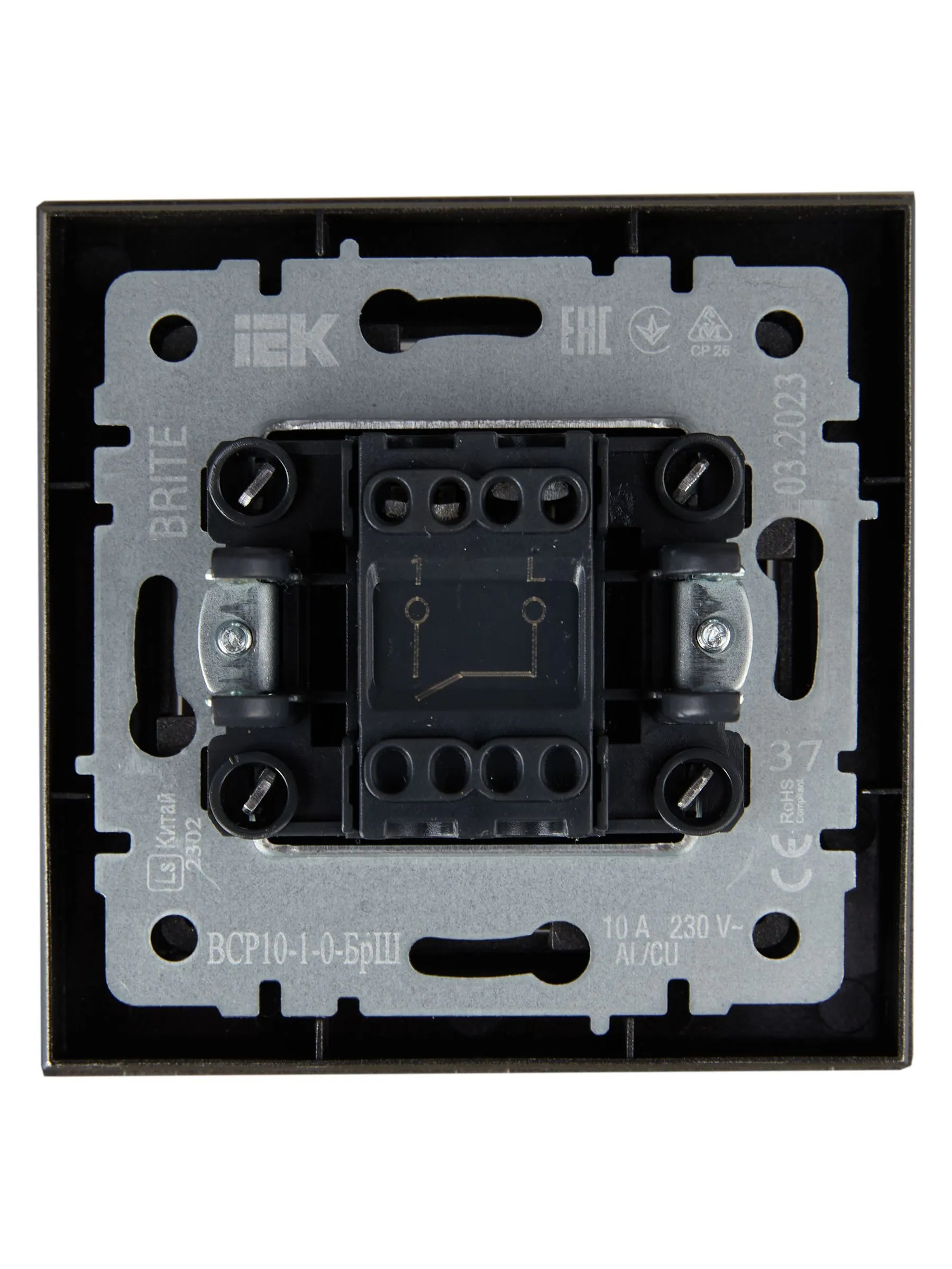 BRITE Выключатель 1-клавишный 10А в сборе ВСР10-1-0-БрШ шампань IEK - Фото 6