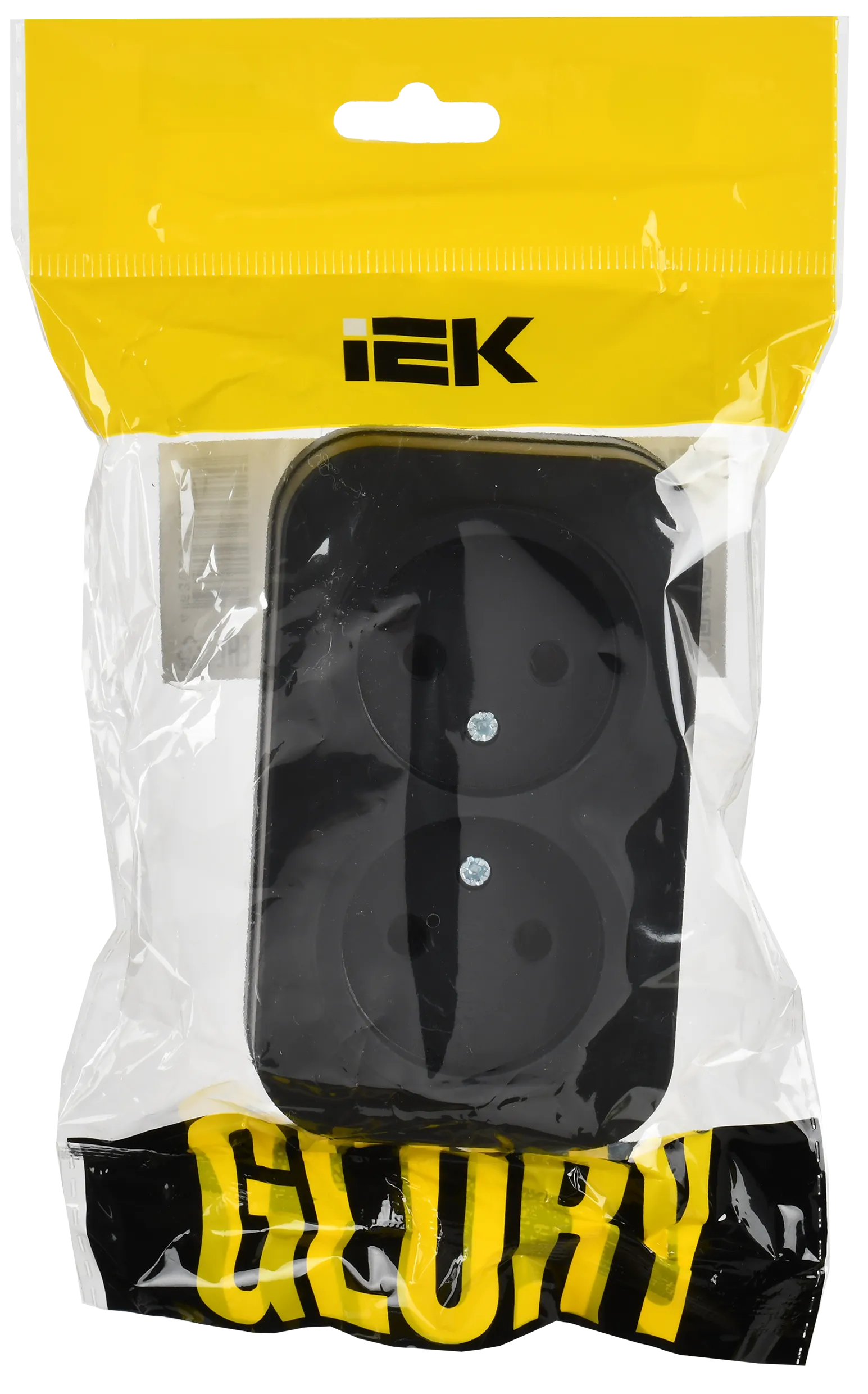 GLORY Розетка 2-местная для открытой установки без заземления без защитных шторок 10А РС22-2-ХЧм черный матовый IEK - Фото 2