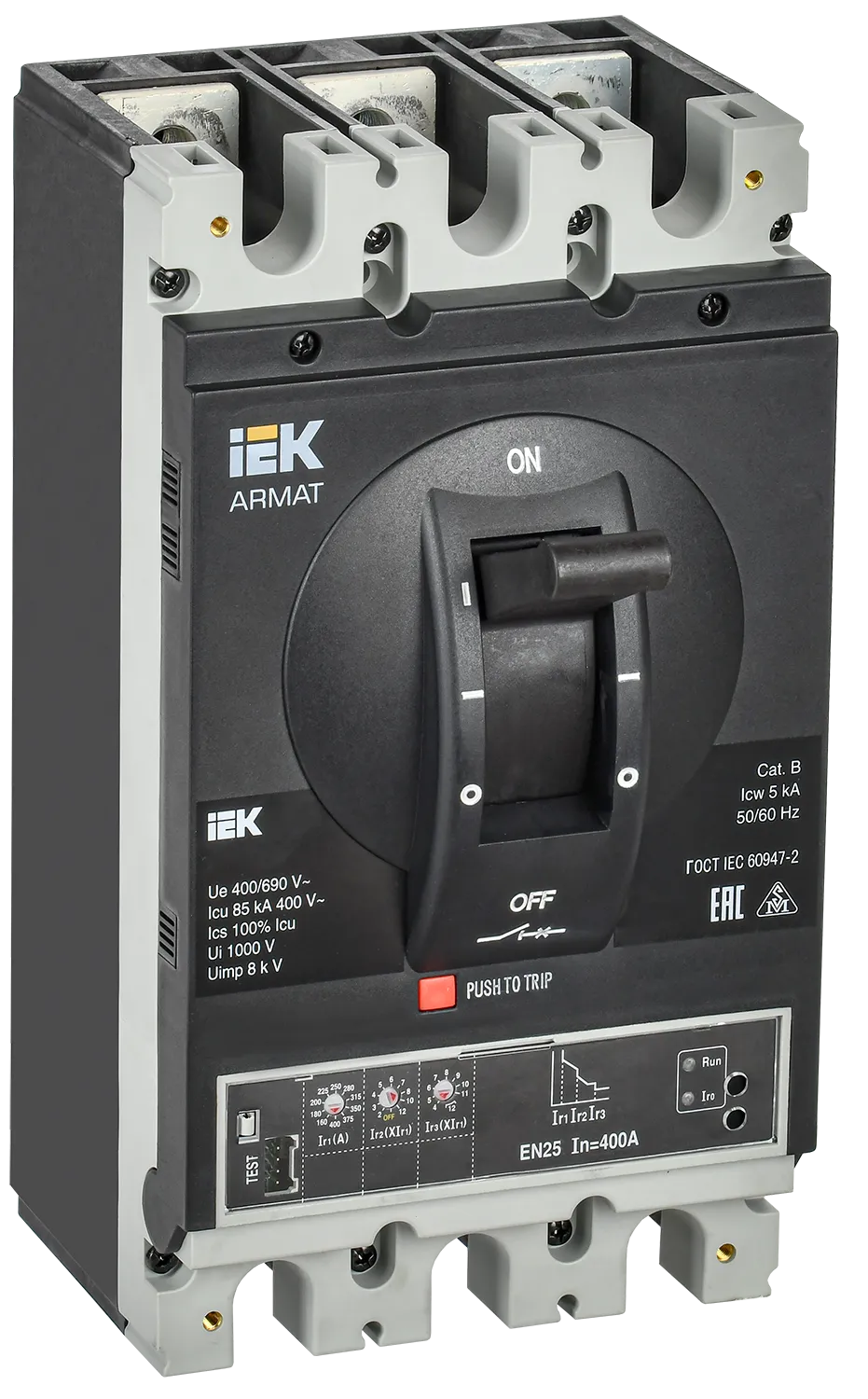 ARMAT Автоматический выключатель в литом корпусе 3P типоразмер H 85кА 400А расцепитель электронный стандартный IEK