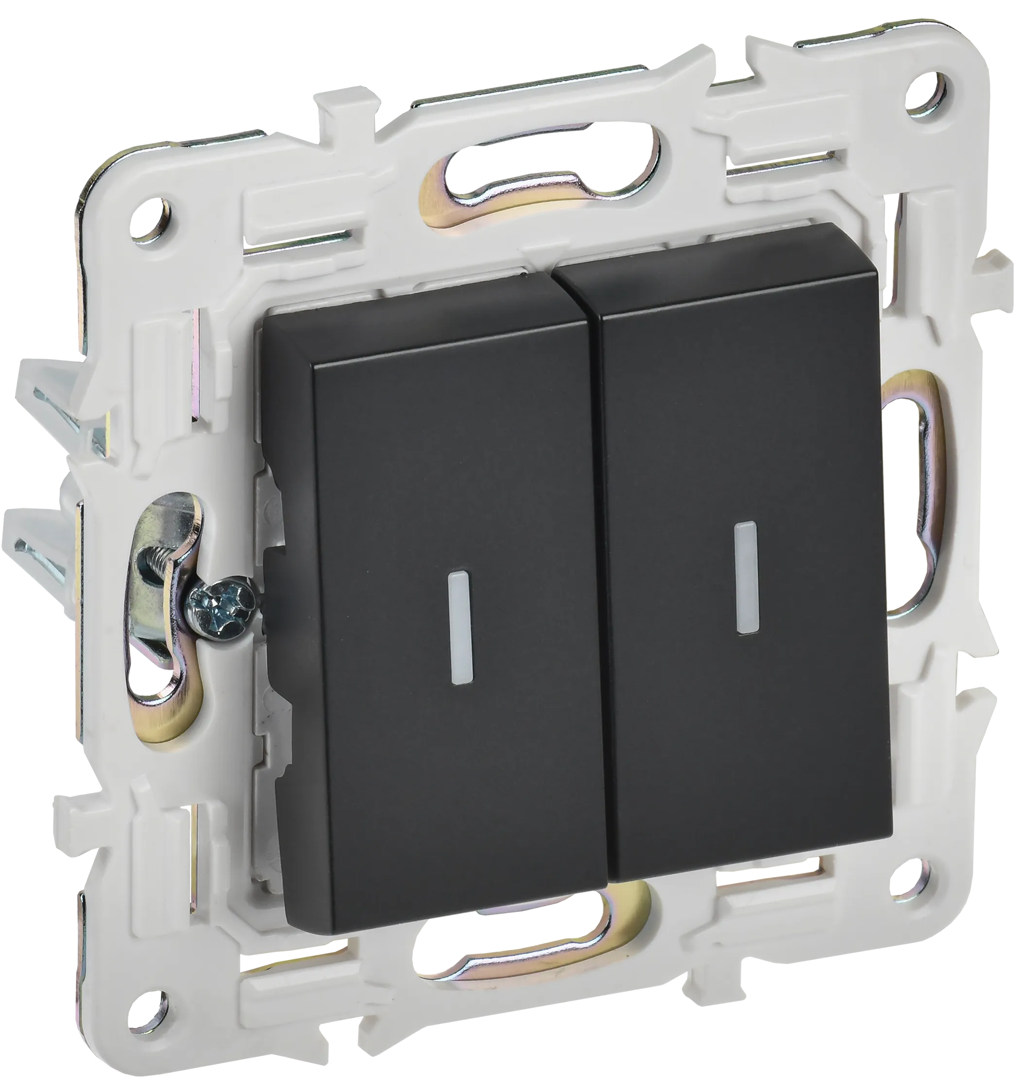 SKANDY Выключатель 2-клавишный проходной с индикацией 10А SK-V10Bl черный IEK SK-V22-1-10-K02