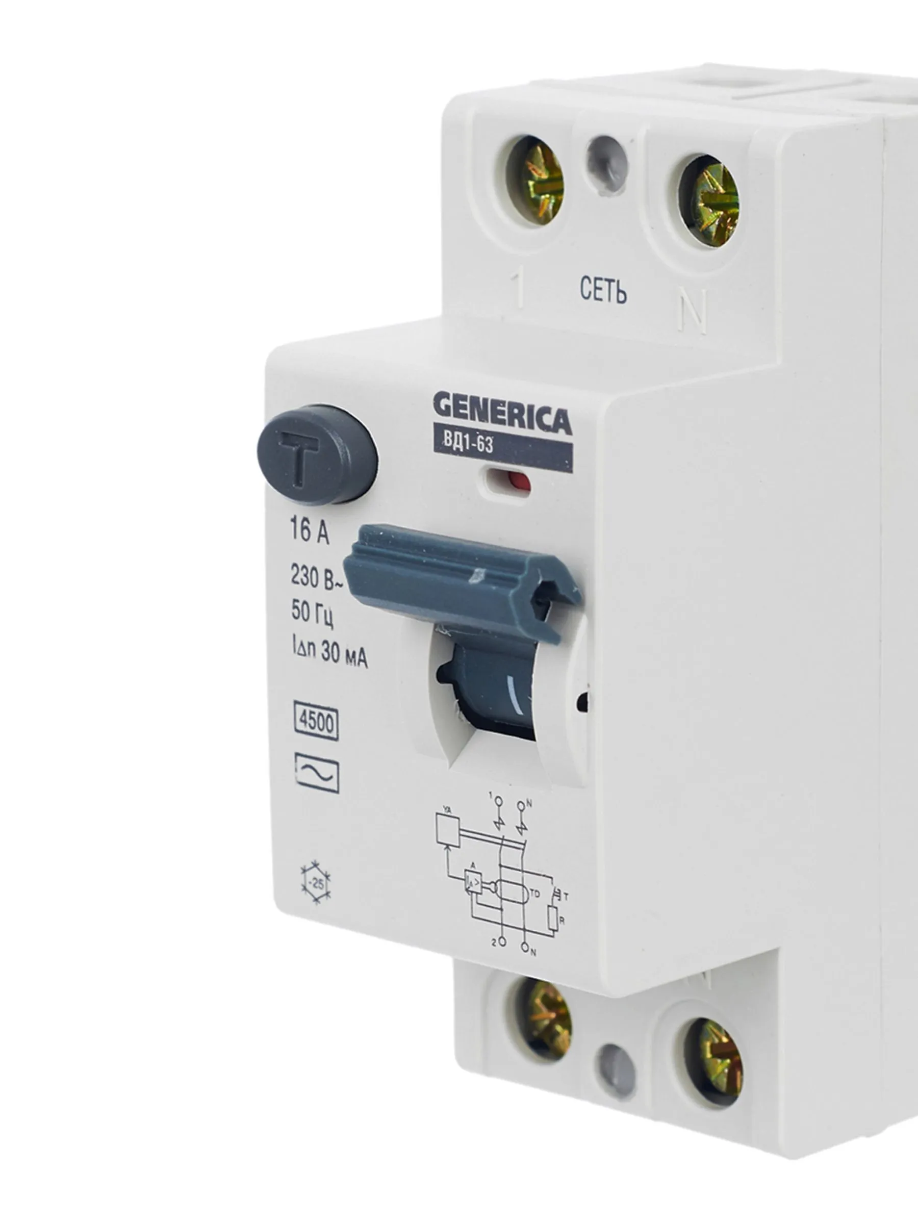 Выключатель дифференциальный (УЗО) ВД1-63 2Р 16А 30мА GENERICA - Фото 5