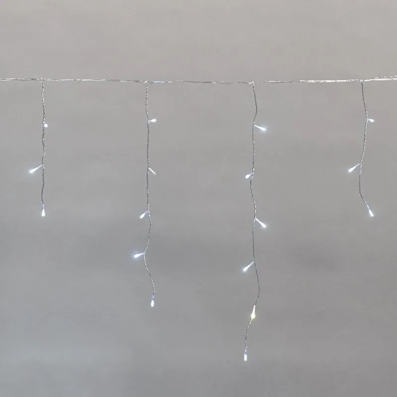 Гирлянда светодиодная Айсикл (бахрома) 5х0,6м, с эффектом мерцания, прозрачный провод, IP44, 230В, диоды БЕЛЫЕ, 112LED NEON-NIGHT 255-525