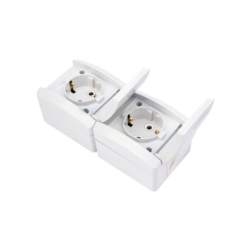 Блок вертикальный 2 розетки INDUSTRIAL IP54 с/з, о/у, белый KRANZ - Фото 3