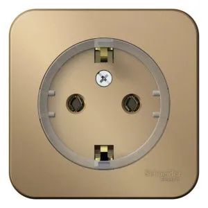 Розетка 1-м ОП Blanca 16А IP20 250В с заземл. без защ. шторок с изолир. пластиной (компакт) титан SE BLNRA110114 1210592