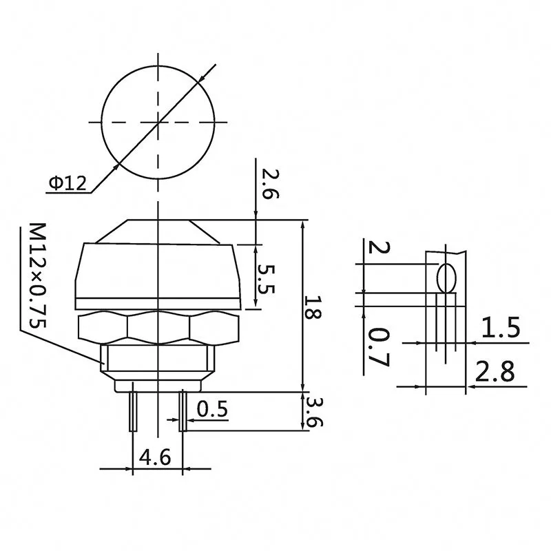 Выключатель-кнопка  250V 1А (2с) OFF-(ON)  Б/Фикс  синяя  Micro (PBS-33В)  REXANT - Фото 2
