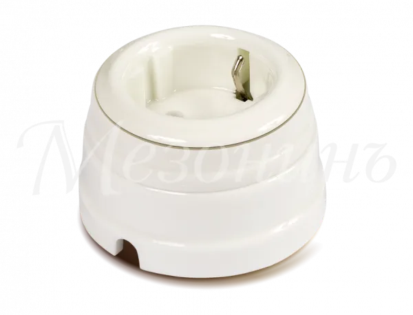 Розетка ретро фарфоровая двухполюсная с з/к,в комплекте с подъемной рамкой 16А 250В, цвет - белый 