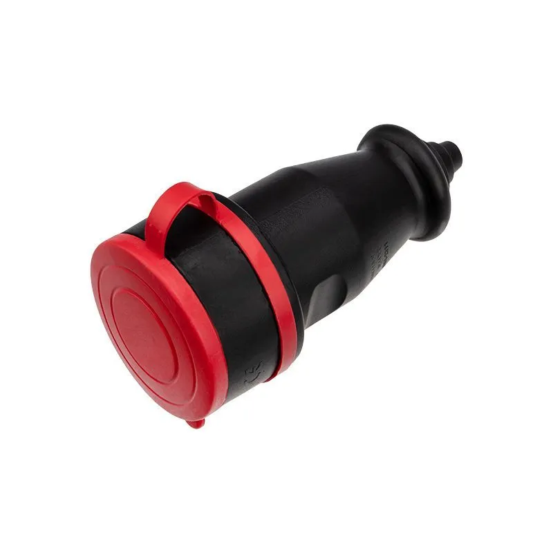 Розетка влагозащищенная переносная с крышкой 1 гнездо, 3Р+РЕ, 32А, IP44, каучук, черная REXANT 111-012