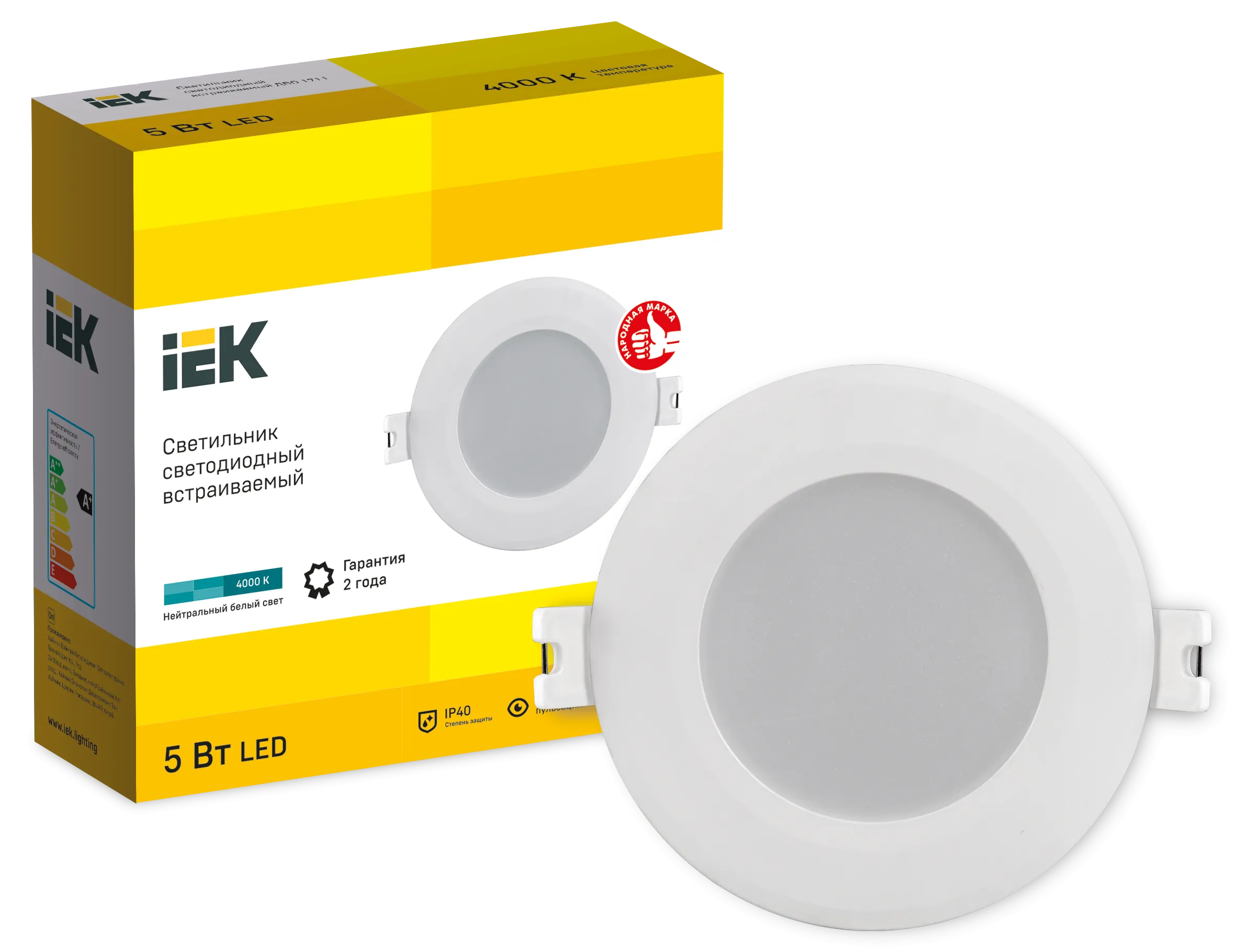 Светильник светодиодный ДВО 1711 белый круг 5Вт 4000К IP40 IEK - Фото 2