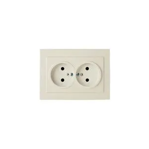 Розетка 2-местная RS16-237-Б скрытой установки Белая 16А, IP20 без заземляющего контакта RS16-237-Б