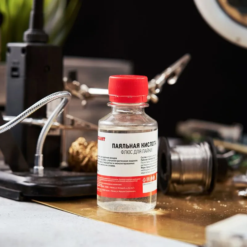 Флюс для пайки, ПАЯЛЬНАЯ КИСЛОТА, 100мл, флакон REXANT - Фото 2