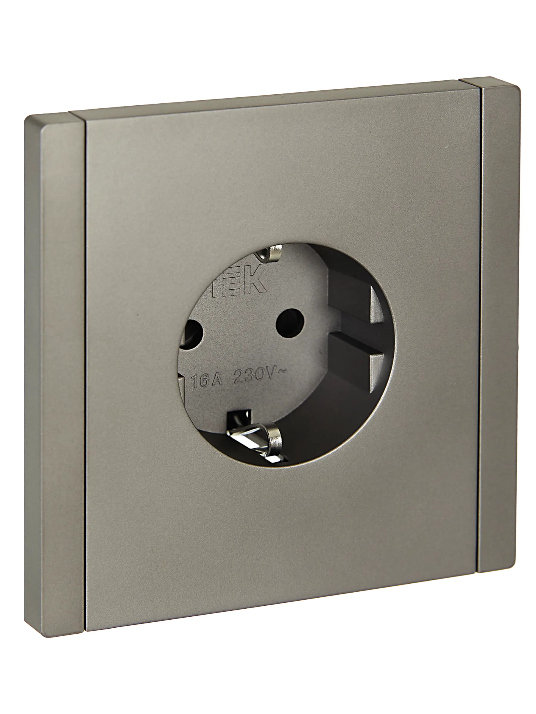 FORTE&PIANO Розетка 1-местная с заземлением с защитными шторками винтовое крепление 16А FP515 сталь IEK FP-R14-16-K46