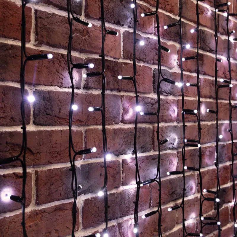 Гирлянда Светодиодный Дождь 2х6м, постоянное свечение, черный провод КАУЧУК, 230 В, диоды БЕЛЫЕ (шнур питания в комплекте) - Фото 2