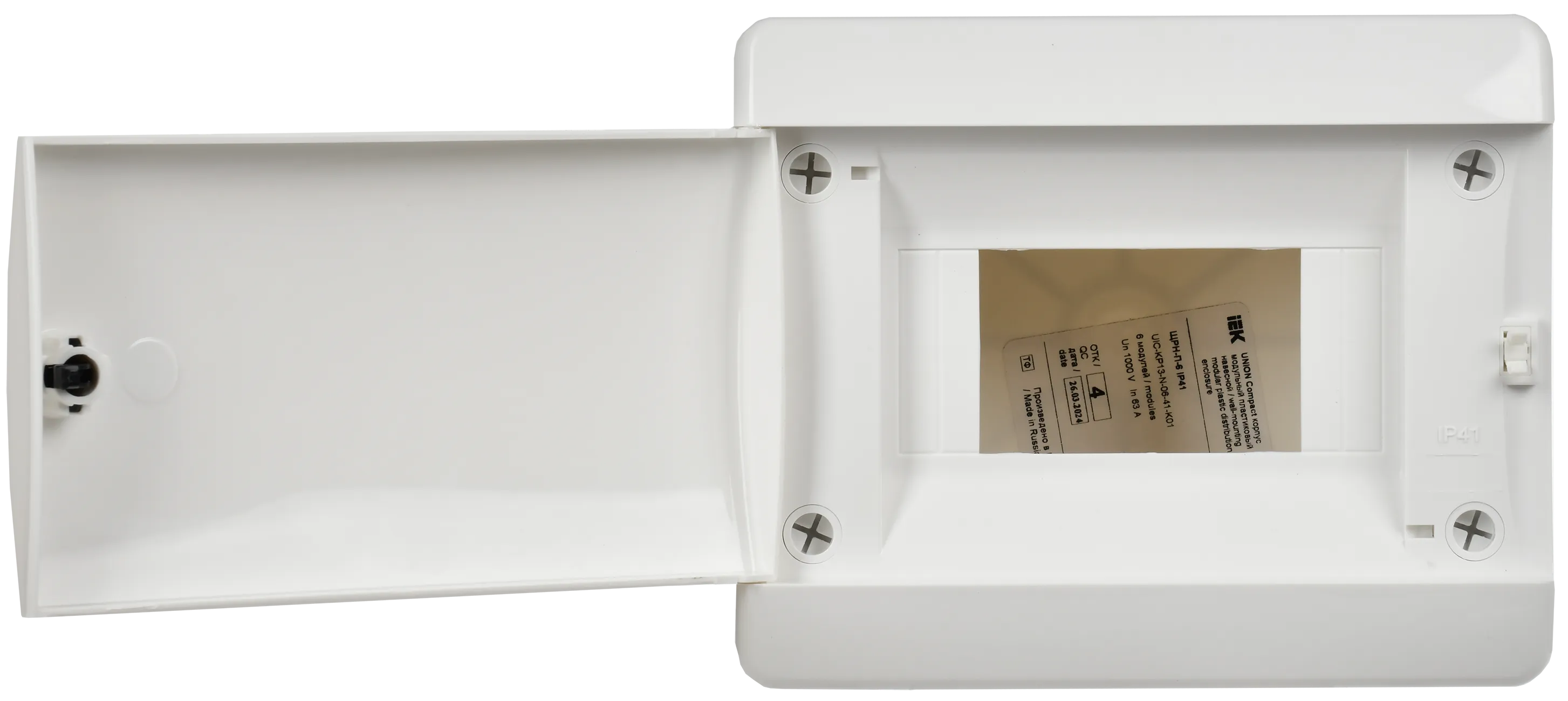 UNION Compact Корпус пластиковый БЕЛЫЙ ЩРН-П-6, IP41 белая дверь IEK - Фото 3