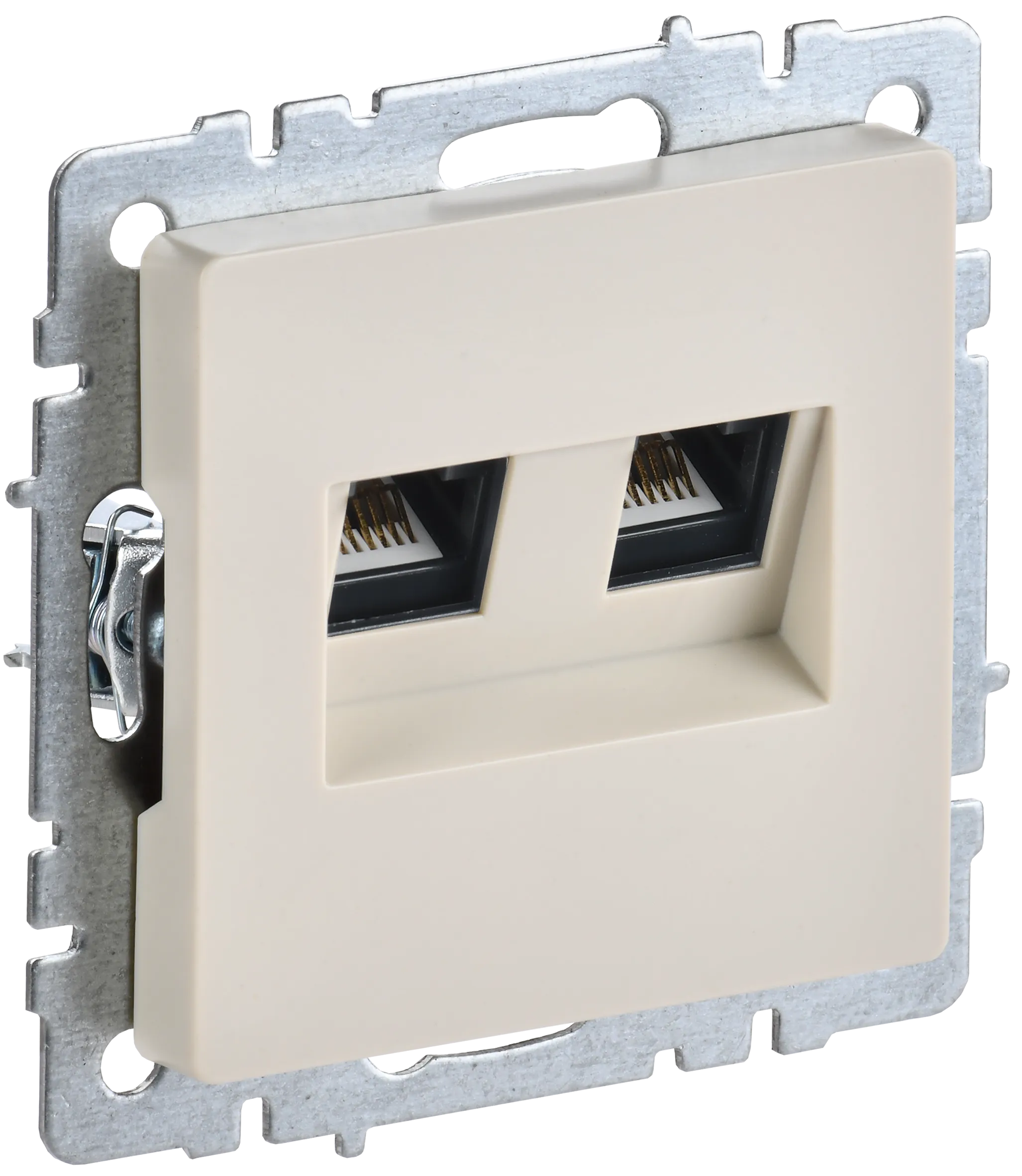 BRITE Розетка двойная RJ11+RJ45 кат.5E РК/Т12-БрКр бежевый IEK