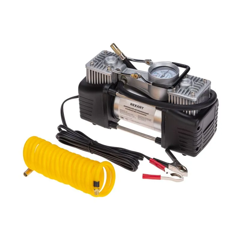 Компрессор автомобильный усиленный двухпоршневой в кейсе с набором инструментов (60л/мин, 10 АТМ) REXANT