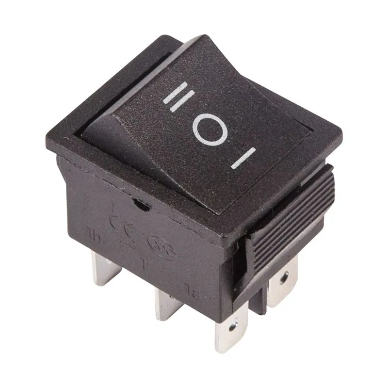 Переключатель клавишный 250V 15А (6с) ON-OFF-ON черный с нейтралью (RWB-508, SC-767) REXANT (в упак. 1шт.) - Фото 2