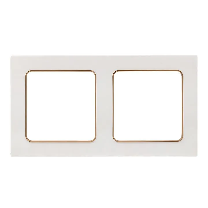 Стокгольм Рамка 2-местная белая с линией цвета шампань EKF EYM-G-303-10