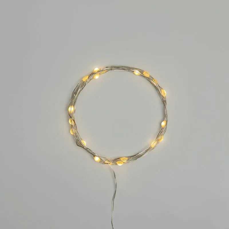 Гирлянда светодиодная Роса с крупными каплями 2м, 20LED, ТЕПЛЫЙ БЕЛЫЙ, IP20, 2хCR2032 в комплекте NEON-NIGHT 302-006
