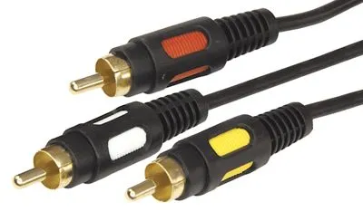 Шнур 3 RCA - 3 RCA, 3м, черный, Gold REXANT