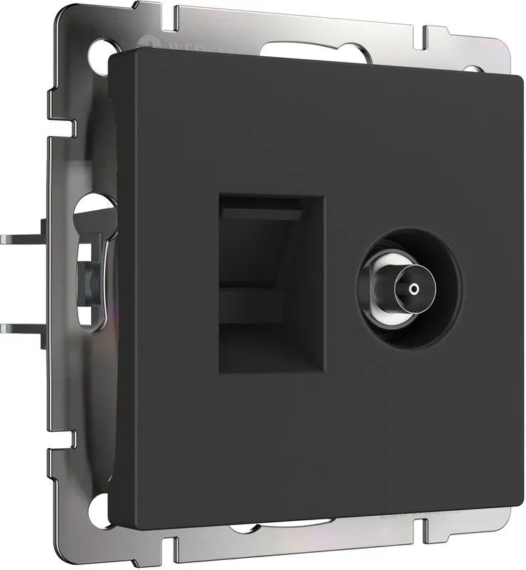 Розетка ТВ+Ethernet RJ-45 6 cat.(черный матовый) Werkel - Фото 4