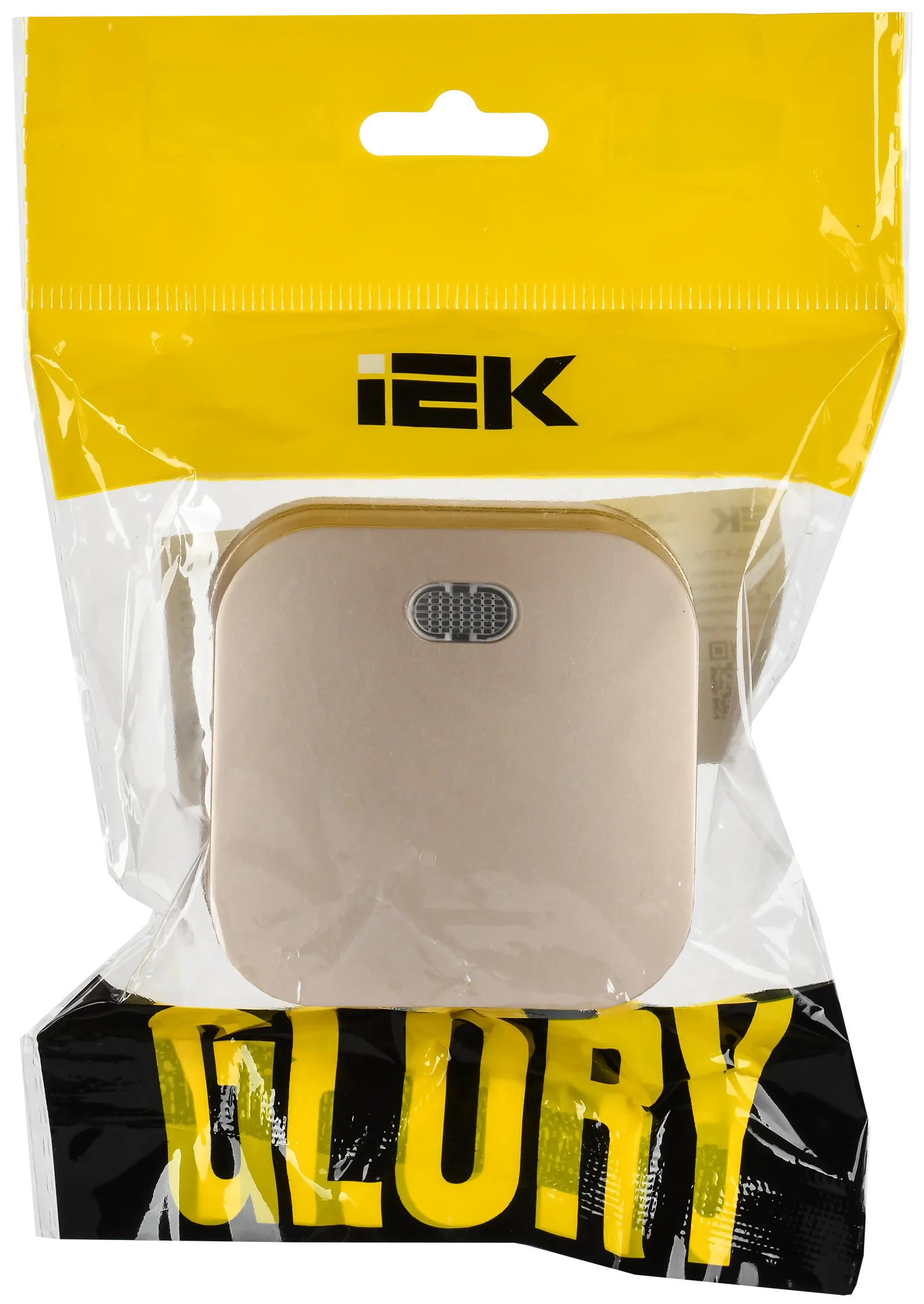 GLORY Выключатель 1-клавишный для открытой установки с индикацией 10А ВС20-1-1-ХШм шампань матовый IEK - Фото 2